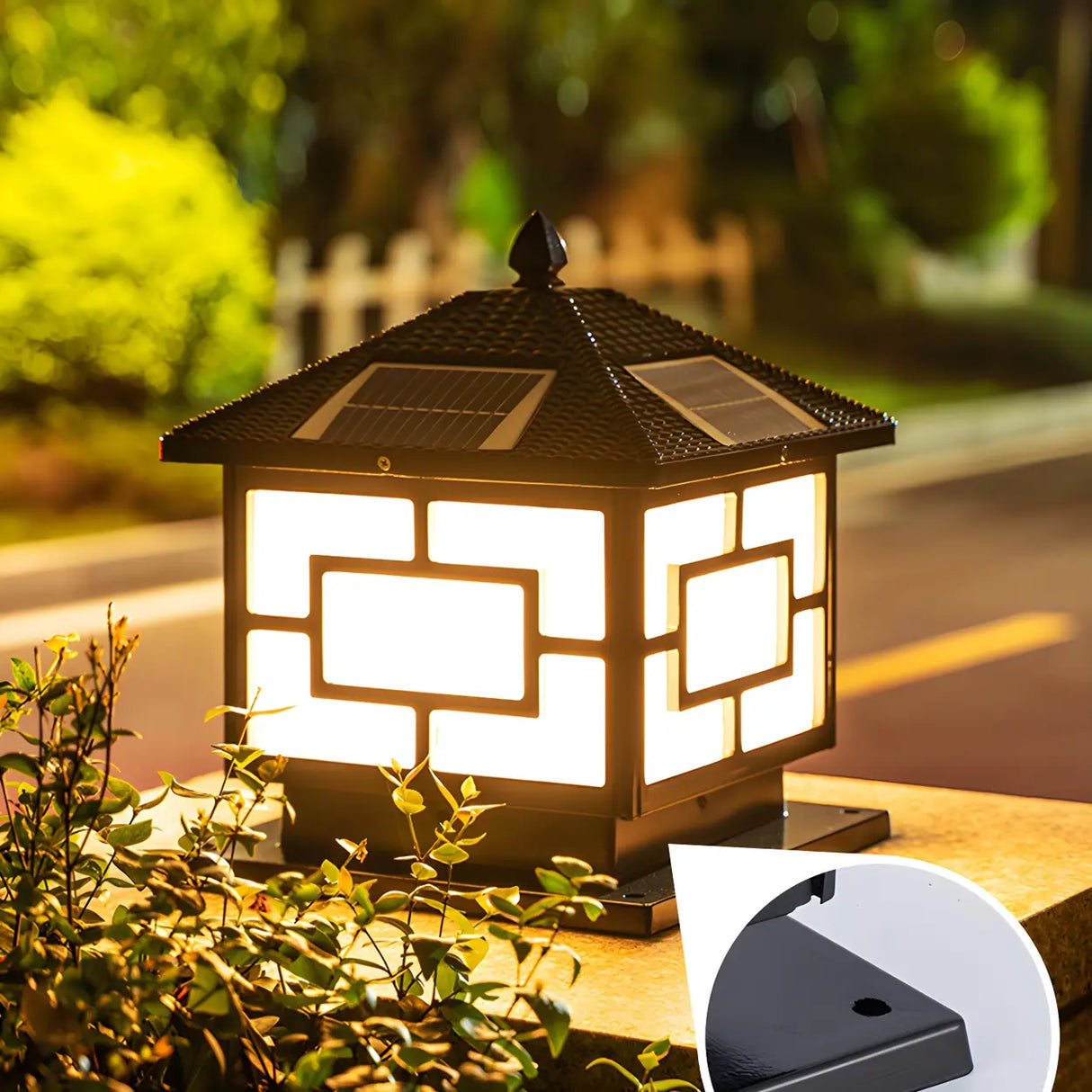 Vintage Oriental Solar Metal Outdoor Lantern Lamp Image - 13