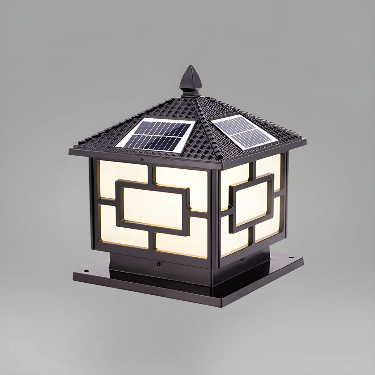 Vintage Oriental Solar Metal Outdoor Lantern Lamp Image - 3
