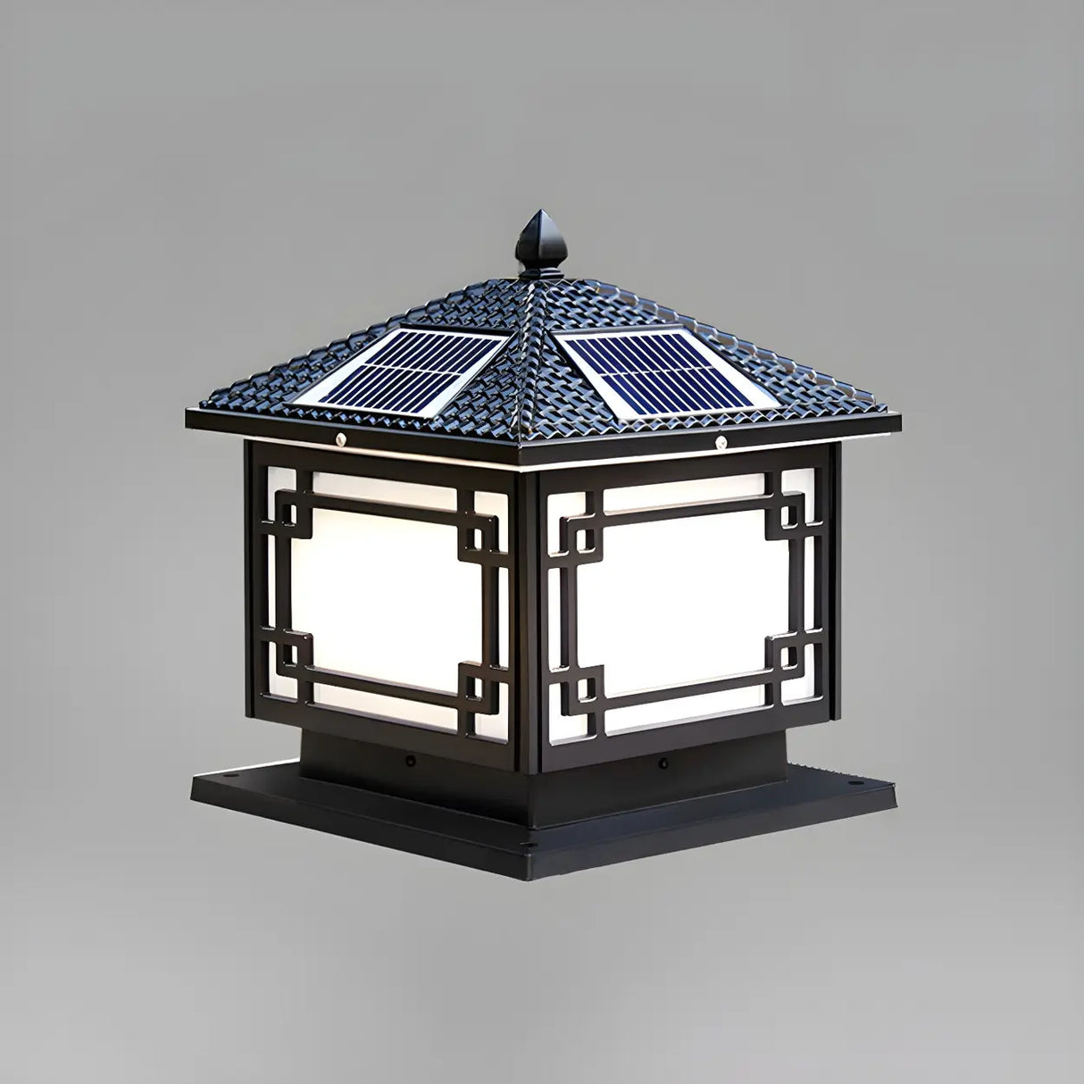Vintage Oriental Solar Metal Outdoor Lantern Lamp Image - 5