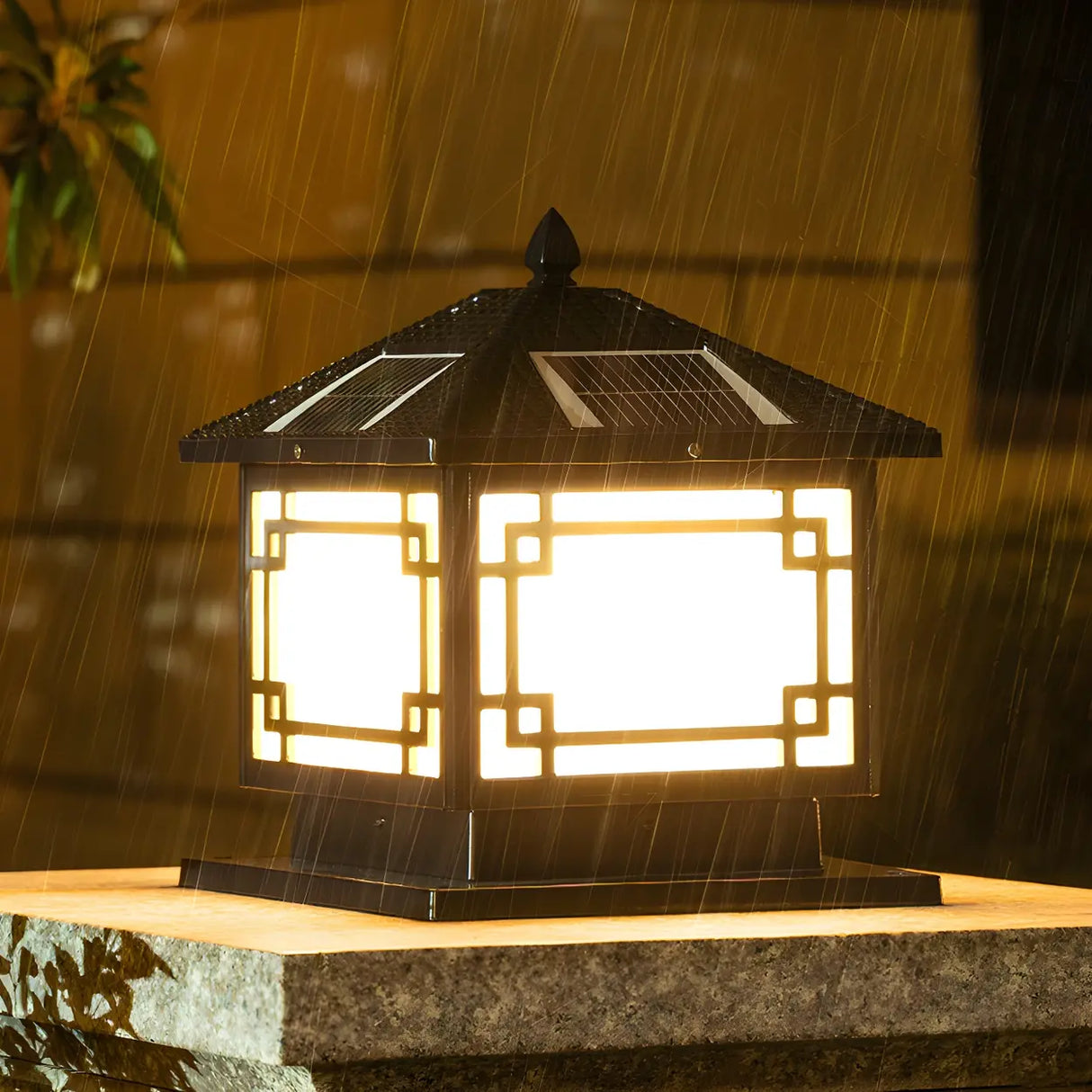 Vintage Oriental Solar Metal Outdoor Lantern Lamp Image - 6