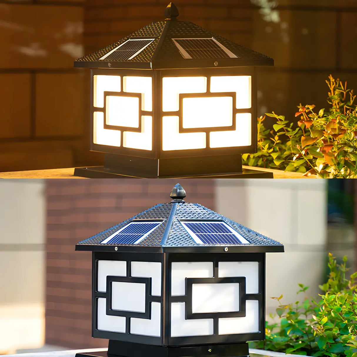 Vintage Oriental Solar Metal Outdoor Lantern Lamp Image - 7