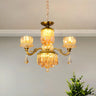 Vintage Ornate Gold Amber Crystal Flower Chandelier Image - 1