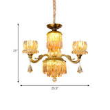 Vintage Ornate Gold Amber Crystal Flower Chandelier #size