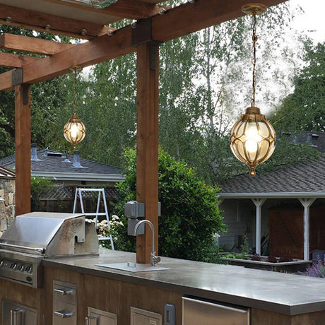 Vintage Outdoor Glass Globe Pendant Light Adjustable Height Image - 1