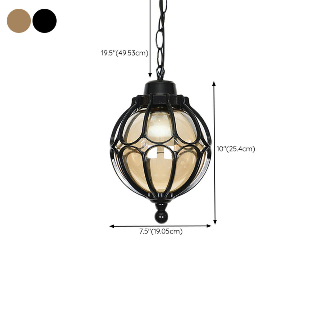 Vintage Outdoor Glass Globe Pendant Light Adjustable Height 