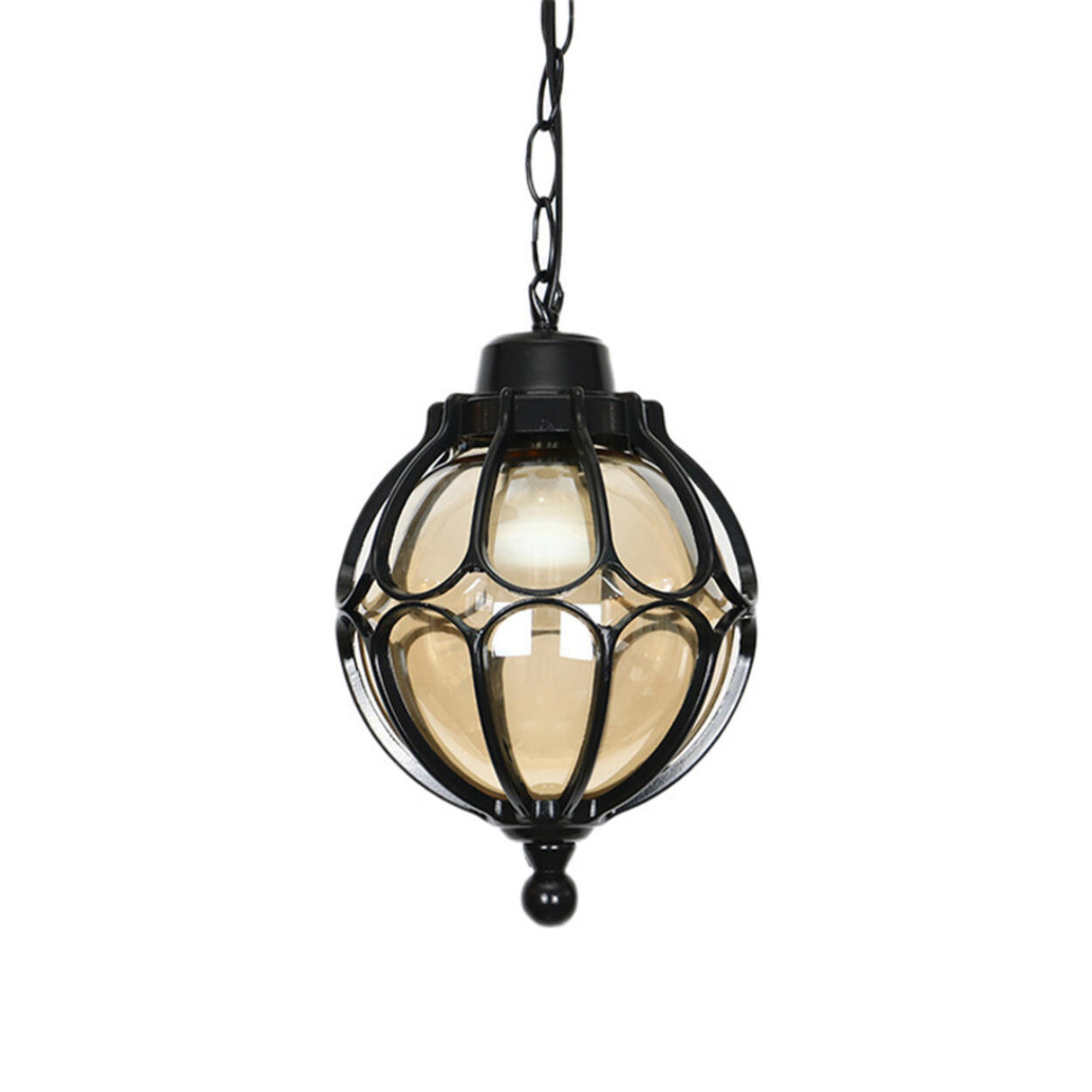 Vintage Outdoor Glass Globe Pendant Light Adjustable Height Image - 5
