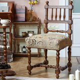 Vintage Pattern Armless Slat Back Birch Dining Chair Image - 1