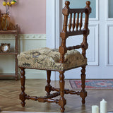 Vintage Pattern Armless Slat Back Birch Dining Chair Image - 3