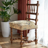 Vintage Pattern Armless Slat Back Birch Dining Chair Image - 4