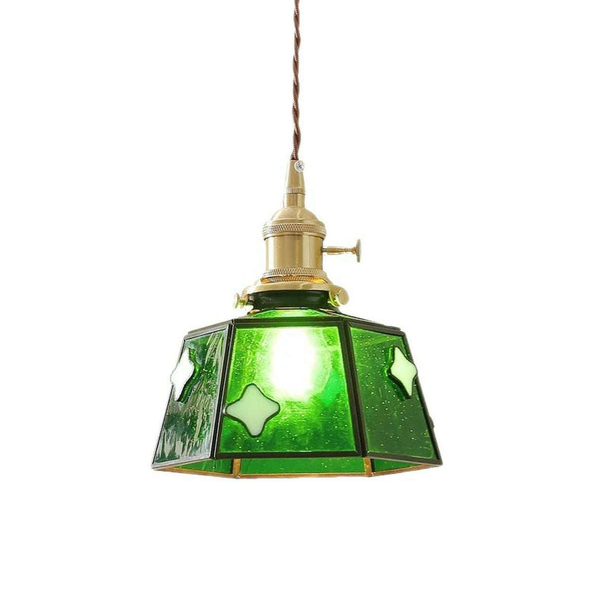Vintage Pink Glass Geometric Dining Tabla Pendant Light Image - 4