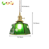 Vintage Pink Glass Geometric Dining Tabla Pendant Light #size