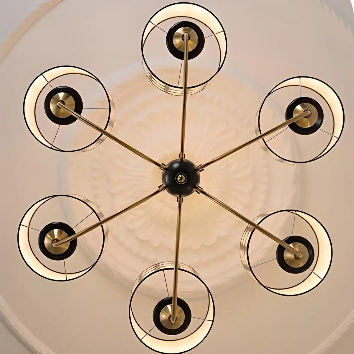 Vintage Polka Dot Fabric Living Room Black Chandelier Image - 10
