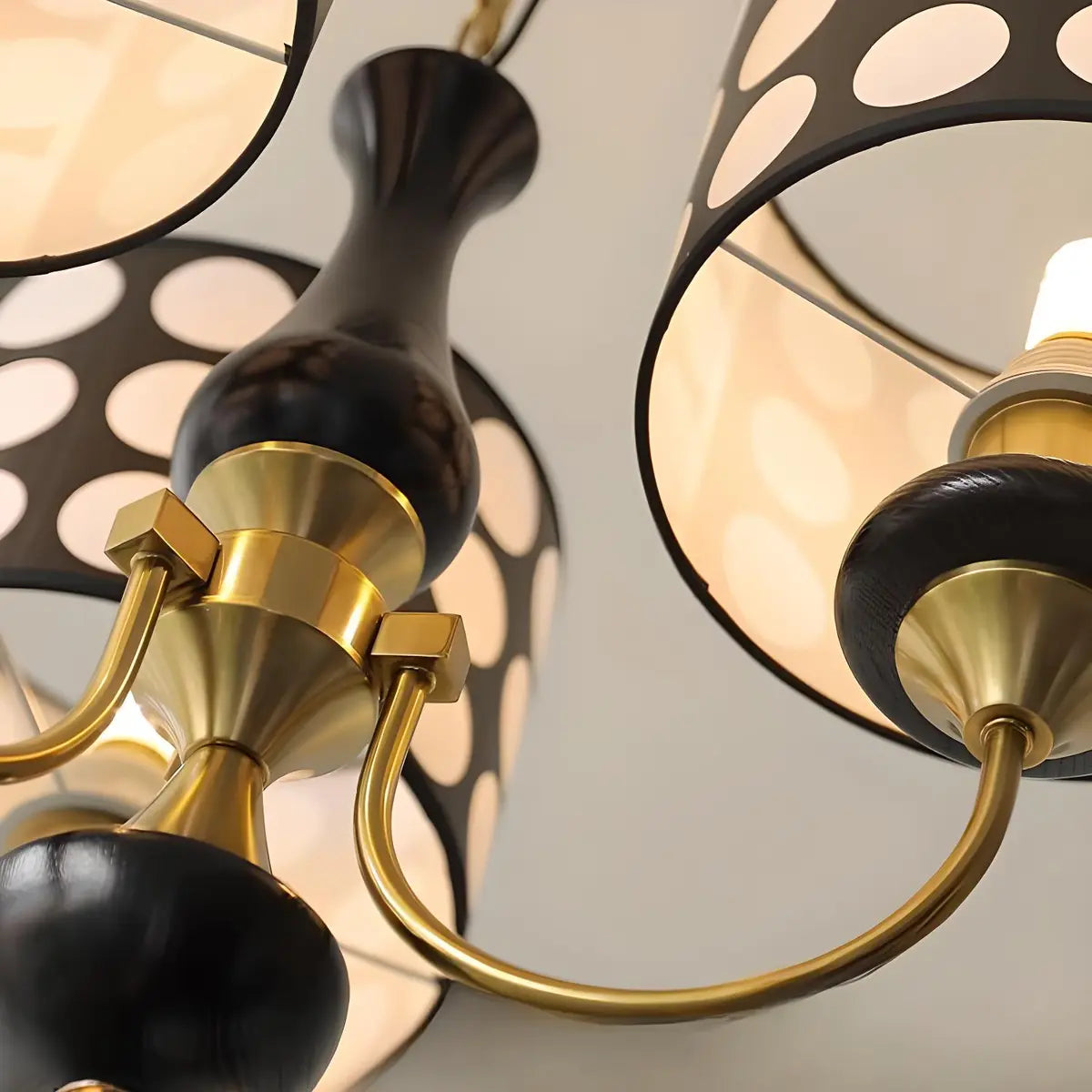 Vintage Polka Dot Fabric Living Room Black Chandelier Image - 12