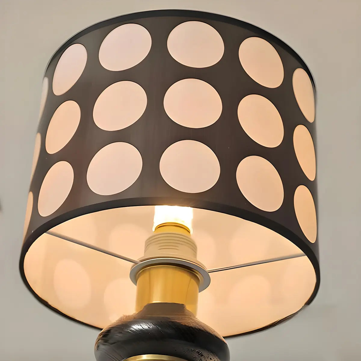 Vintage Polka Dot Fabric Living Room Black Chandelier Image - 13