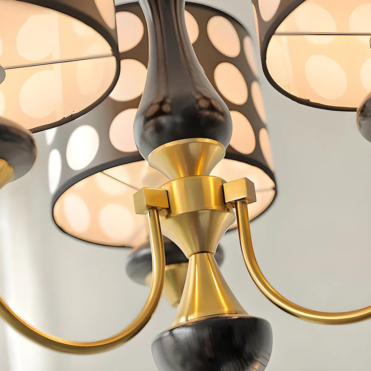 Vintage Polka Dot Fabric Living Room Black Chandelier Image - 14