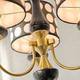 Vintage Polka Dot Fabric Living Room Black Chandelier Image - 14