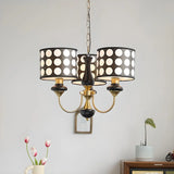 Vintage Polka Dot Fabric Living Room Black Chandelier Image - 20