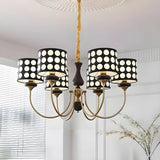Vintage Polka Dot Fabric Living Room Black Chandelier Image - 3