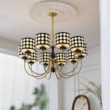 Vintage Polka Dot Fabric Living Room Black Chandelier Image - 4