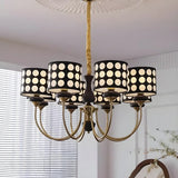 Vintage Polka Dot Fabric Living Room Black Chandelier Image - 5