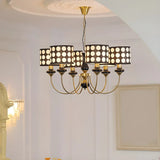 Vintage Polka Dot Fabric Living Room Black Chandelier Image - 6