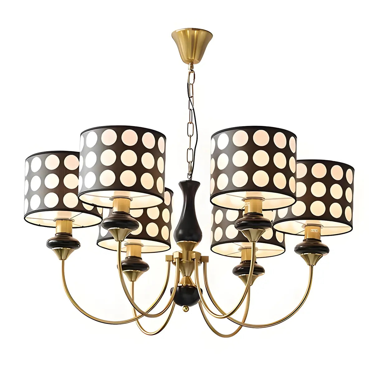 Vintage Polka Dot Fabric Living Room Black Chandelier Image - 8