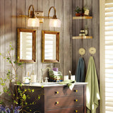 Vintage Prismatic Glass 2 Blubs Bathroom Vanity Light Image - 7