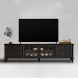 Vintage Rectangle Elegant Black TV Stand With Cabinet Image - 11