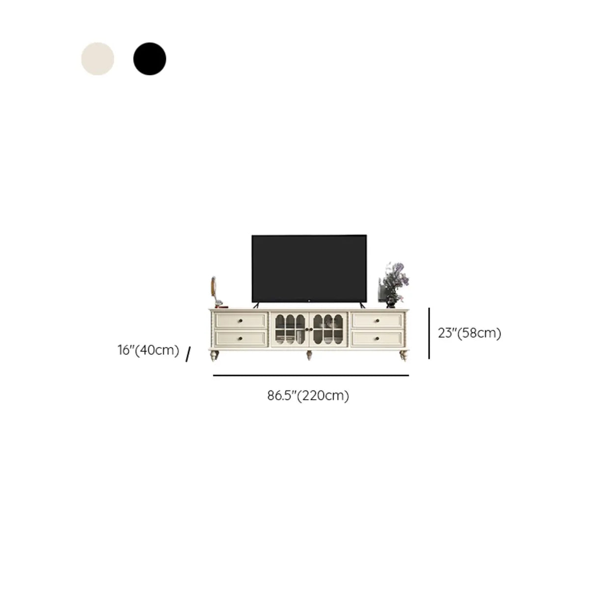 Vintage Rectangle Elegant Black TV Stand With Cabinet Image - 24