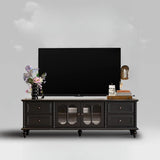 Vintage Rectangle Elegant Black TV Stand With Cabinet Image - 8