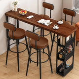 Vintage Rectangular Bar Height Table with Storage Shelves Image - 1