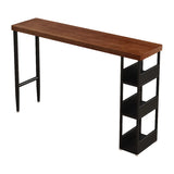 Vintage Rectangular Bar Height Table with Storage Shelves Image - 2