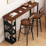 Vintage Rectangular Bar Height Table with Storage Shelves Image - 3