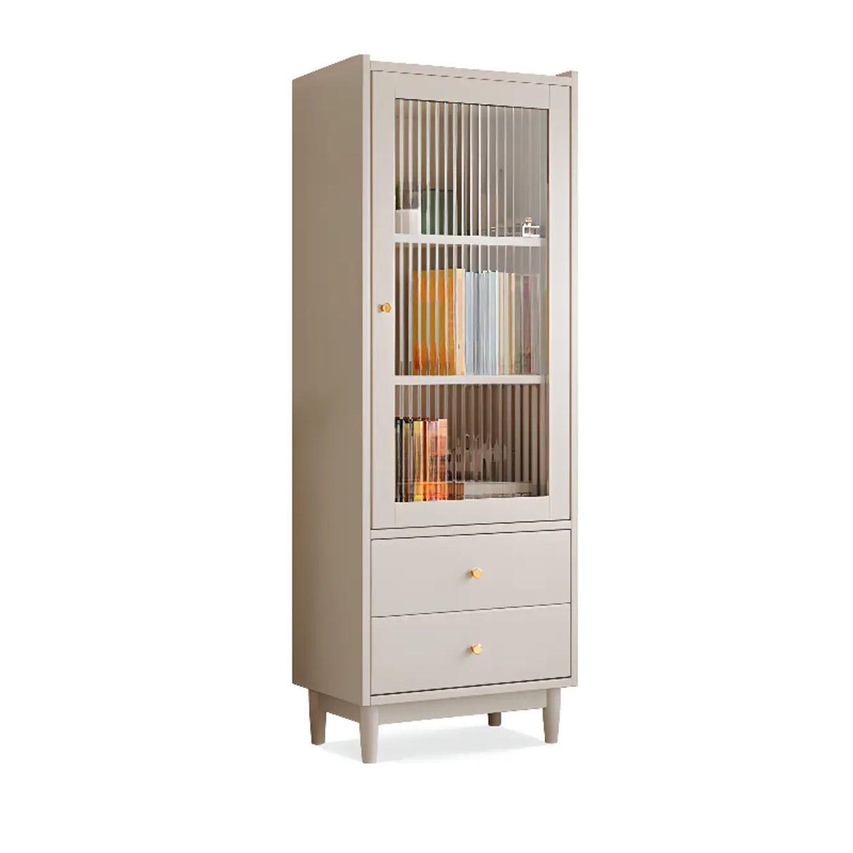 Vintage Rectangular Cabinet Wooden Vertical Bookcase Image - 11