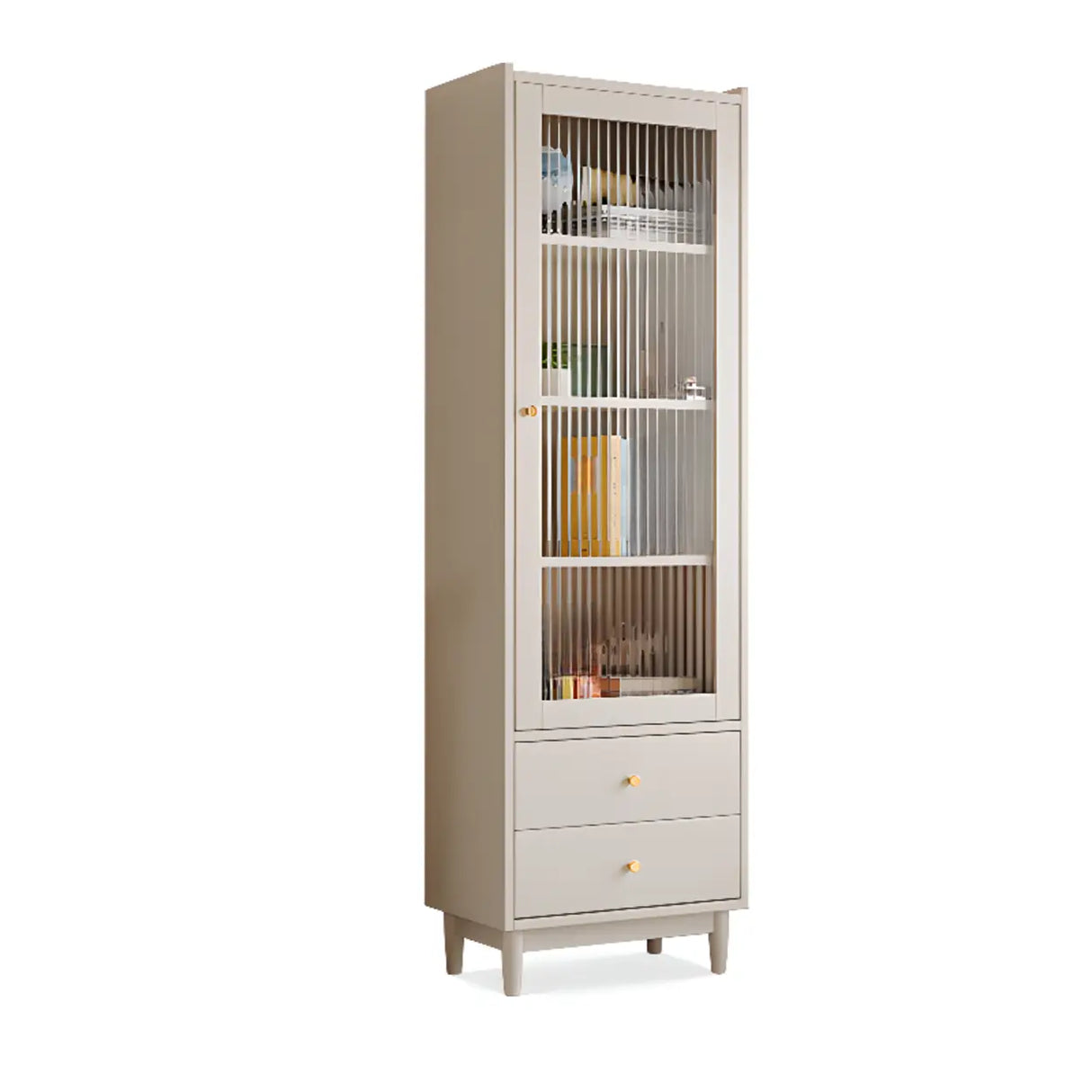Vintage Rectangular Cabinet Wooden Vertical Bookcase Image - 14