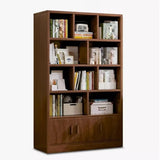 Vintage Rectangular Wood Finish Storage Tall Bookcase Image - 10