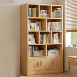 Vintage Rectangular Wood Finish Storage Tall Bookcase Image - 11