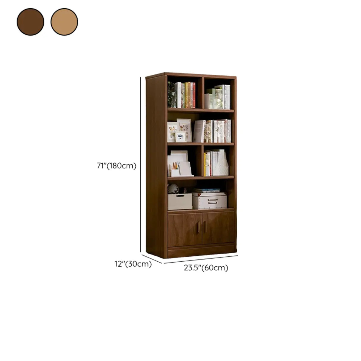 Vintage Rectangular Wood Finish Storage Tall Bookcase 