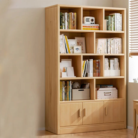 Vintage Rectangular Wood Finish Storage Tall Bookcase Image - 1