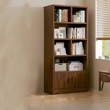 Vintage Rectangular Wood Finish Storage Tall Bookcase Image - 2
