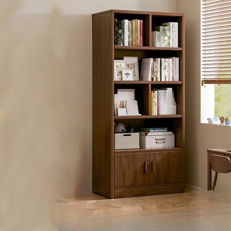 Vintage Rectangular Wood Finish Storage Tall Bookcase Image - 2