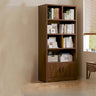 Vintage Rectangular Wood Finish Storage Tall Bookcase Image - 2