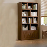 Vintage Rectangular Wood Finish Storage Tall Bookcase Image - 5