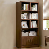 Vintage Rectangular Wood Finish Storage Tall Bookcase Image - 6