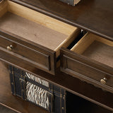 Vintage Rectangular Wood Walnut Storage Console Table Image - 4