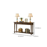 Vintage Rectangular Wood Walnut Storage Console Table Image - 8