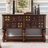 Vintage Rectangular Wooden Brown Storage Console Table Image - 2