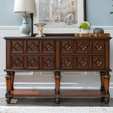 Vintage Rectangular Wooden Brown Storage Console Table Image - 7