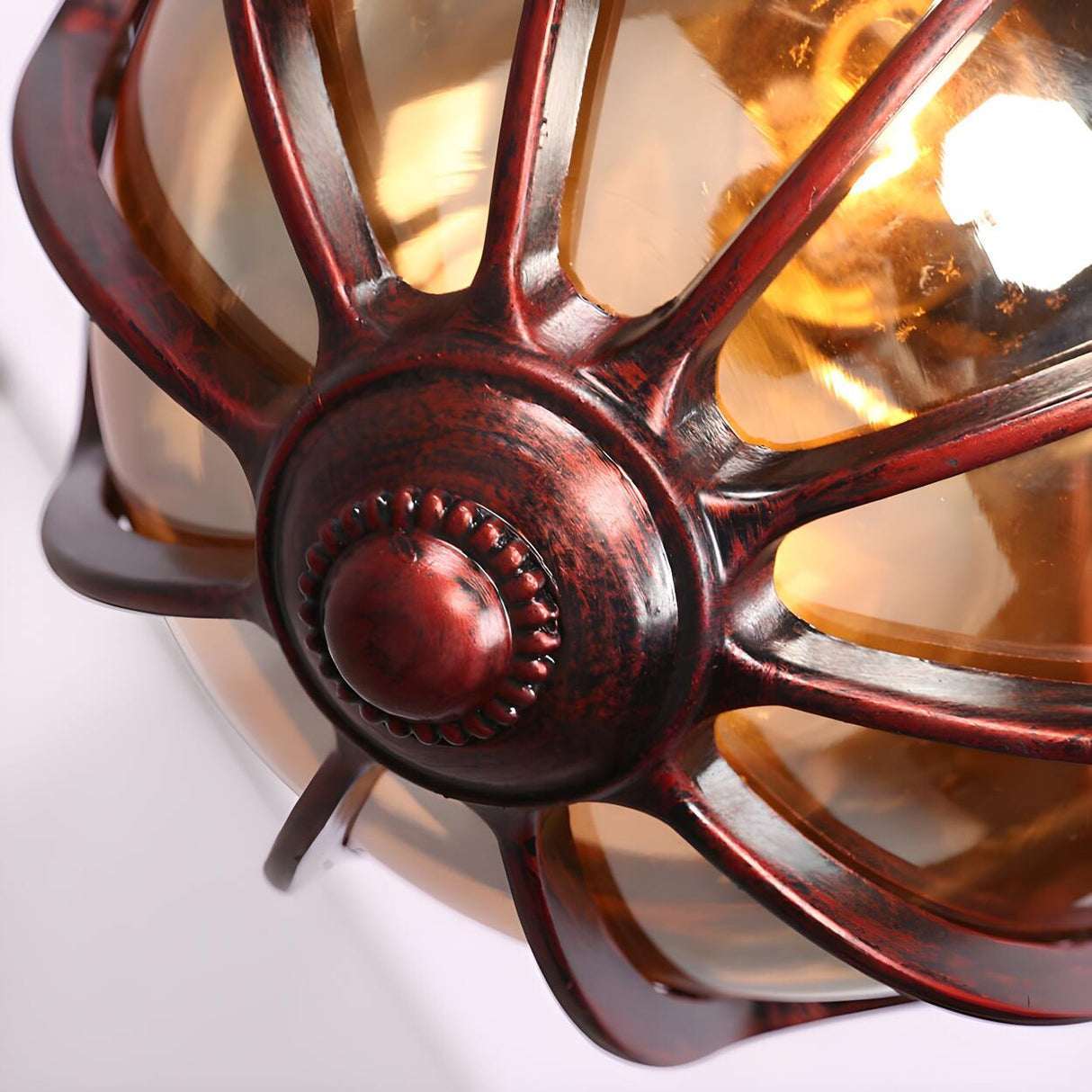 Vintage Retro Amber Glass Global Pendant Light Image - 4