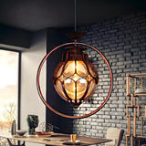 Vintage Retro Amber Glass Global Pendant Light Image - 6